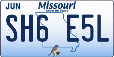 MO license plate SH6E5L