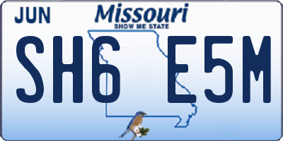MO license plate SH6E5M