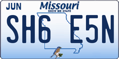 MO license plate SH6E5N