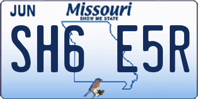 MO license plate SH6E5R