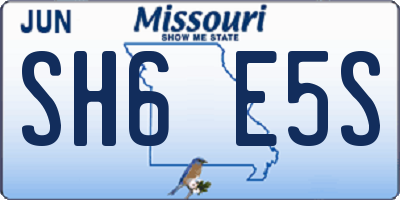MO license plate SH6E5S