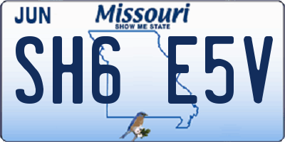 MO license plate SH6E5V