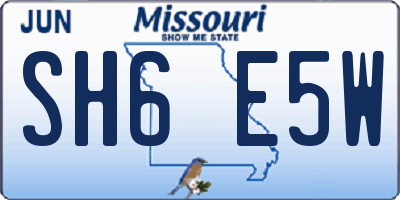 MO license plate SH6E5W
