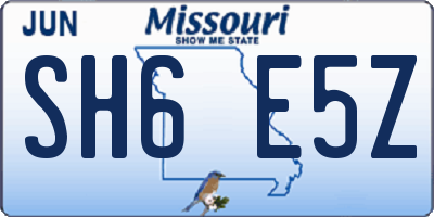 MO license plate SH6E5Z
