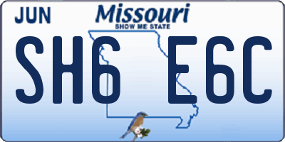 MO license plate SH6E6C