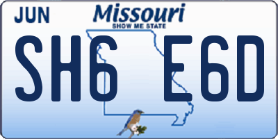MO license plate SH6E6D