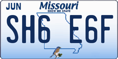 MO license plate SH6E6F