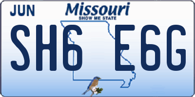 MO license plate SH6E6G