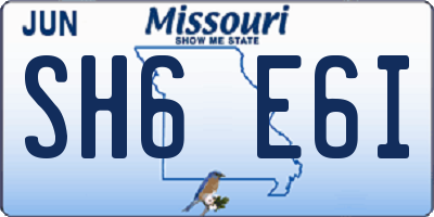 MO license plate SH6E6I