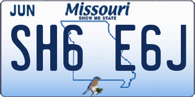MO license plate SH6E6J