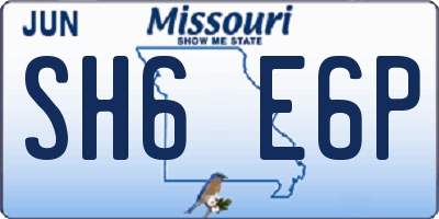 MO license plate SH6E6P