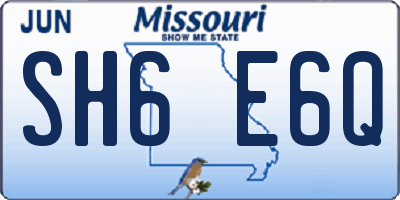 MO license plate SH6E6Q
