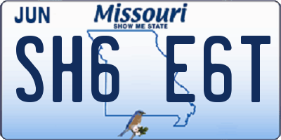 MO license plate SH6E6T