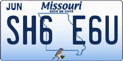 MO license plate SH6E6U