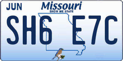 MO license plate SH6E7C