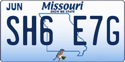 MO license plate SH6E7G