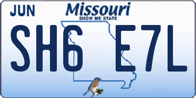 MO license plate SH6E7L