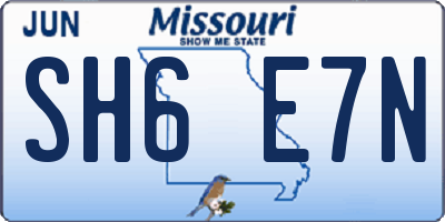 MO license plate SH6E7N