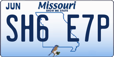 MO license plate SH6E7P