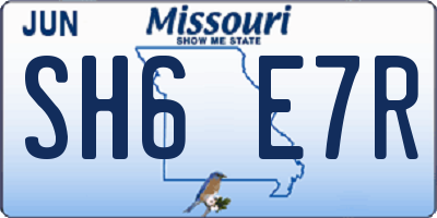 MO license plate SH6E7R