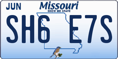 MO license plate SH6E7S