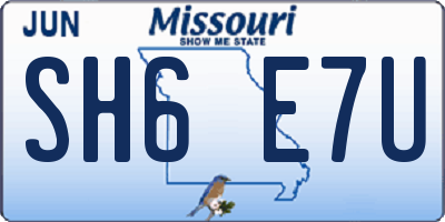 MO license plate SH6E7U