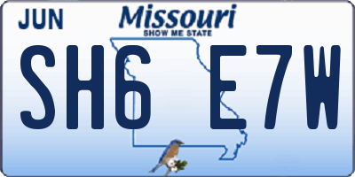 MO license plate SH6E7W