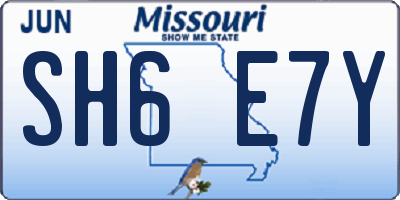 MO license plate SH6E7Y
