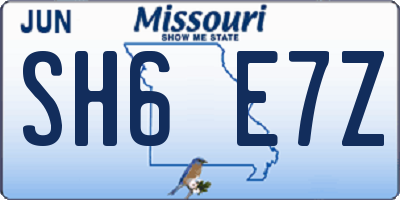 MO license plate SH6E7Z