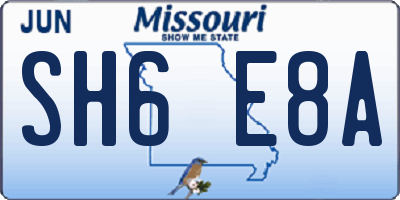 MO license plate SH6E8A