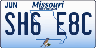 MO license plate SH6E8C