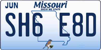 MO license plate SH6E8D