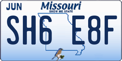 MO license plate SH6E8F