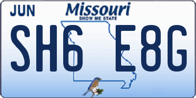 MO license plate SH6E8G