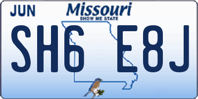 MO license plate SH6E8J