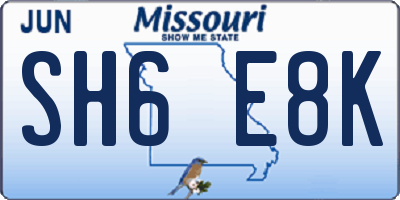 MO license plate SH6E8K