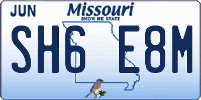 MO license plate SH6E8M
