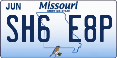 MO license plate SH6E8P