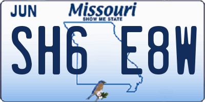 MO license plate SH6E8W