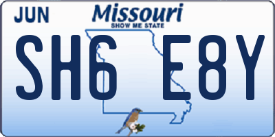 MO license plate SH6E8Y