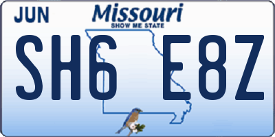 MO license plate SH6E8Z