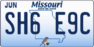 MO license plate SH6E9C