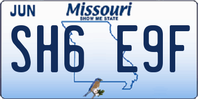 MO license plate SH6E9F