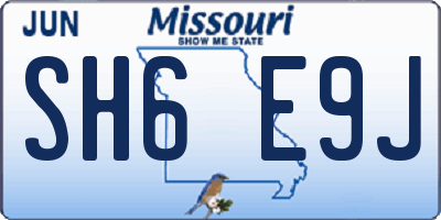 MO license plate SH6E9J