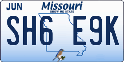 MO license plate SH6E9K