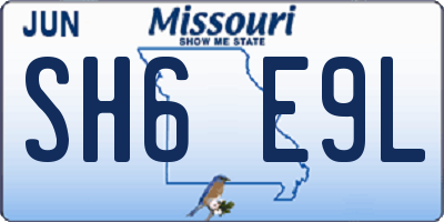 MO license plate SH6E9L