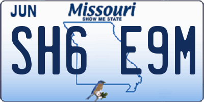 MO license plate SH6E9M