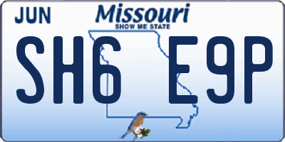MO license plate SH6E9P