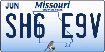 MO license plate SH6E9V