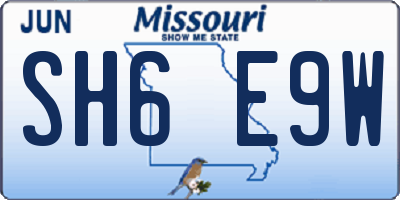 MO license plate SH6E9W